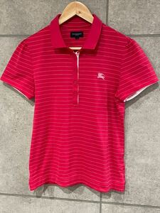 人気！ 日本製 BURBERRY GOLF バーバリー ゴルフ 半袖 ポロシャツ ボーダー 赤 2サイズ レディース ゴルフウェア 新規×