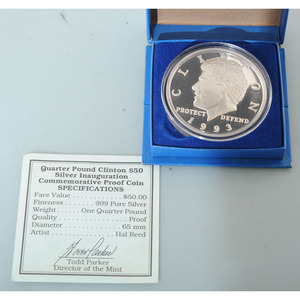 CLINTON　1993年　クリントン　シルバー1000　メダル　中古品　50ドル　コイン