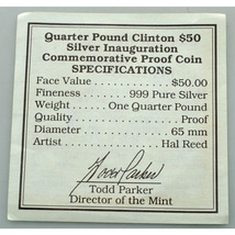 CLINTON　1993年　クリントン　シルバー1000　メダル　中古品　50ドル　コイン_画像7