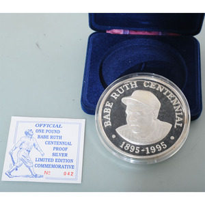 BABE RUTH 1895-1995 beige blues silver 1000 medal secondhand goods Baseball baseball 