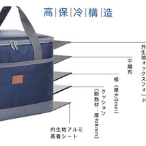 クーラーボックス 33L グレー 保冷バッグ 保温バッグ折りたたみ アウトドア ピクニック 手提げ 肩掛け両用 軽量 防水 耐水 sl1060-gy-33l_画像5