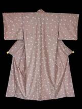 小紋 桜花文 袷着物 着物 きもの 洗える着物 カジュアル着物 リサイクル着物 kimono 中古 仕立て上がり 身丈168cm 裄丈68cm_画像8