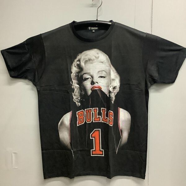 DBR7E. デザインTシャツ XXXLサイズ　Marilyn Monroe BULLS 1 黒　マリリンモンロー ブルズ