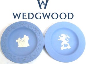 ●本物 WEDGWOOD ウェッジウッド ブルー ジャスパー ミニトレイ 2枚セット 小皿 プレート 約11.0cm