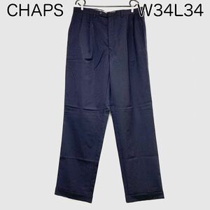 US古着 CHAPS チャップス 2タック ウールパンツ スラックス ネイビー ラルフローレン Ralph Lauren