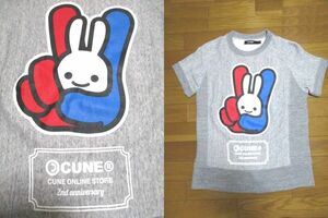 日本製　CUNE　オンライン　スウェット　Tシャツ　厚地　サイズ１　廃盤　グレー　キューン　ウサギ　マンモス　２周年　アニバーサリー