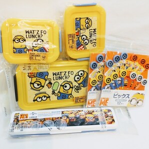 ミニオンズ ランチボックスセット お弁当グッツ / コンテナボックス S・Mサイズ ・ ツインセット ( スプーン 箸 ) ・ピックス ミニオン
