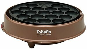 APIX たこ焼き器 【TaKoPa】 18穴 平面プレート・レシピ付き ブラウン ATM-(新品未使用品)
