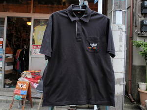 ほぼ未使用！日本製　カステルバジャック　家紋刺繍入りの黒いポロシャツ　サイズ4