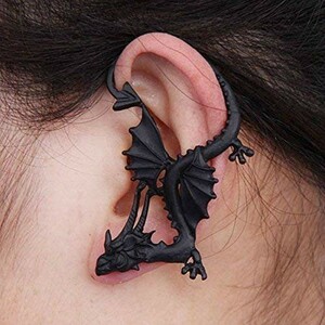 * one-side ear for Dragon dragon earrings earcuff fake * jewelry clip earrings men's accessory black z4