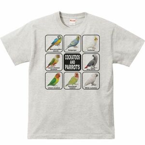 インコ＆オウム/半袖Ｔシャツ/メンズS/杢・新品・メール便 送料無料