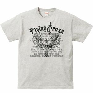 フライング・クロス（翼と十字架）/半袖Ｔシャツ/メンズM/杢・新品・メール便 送料無料