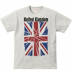 ブロークン・ユニオンジャック（英国国旗）/半袖Ｔシャツ/メンズM/杢・新品・メール便 送料無料