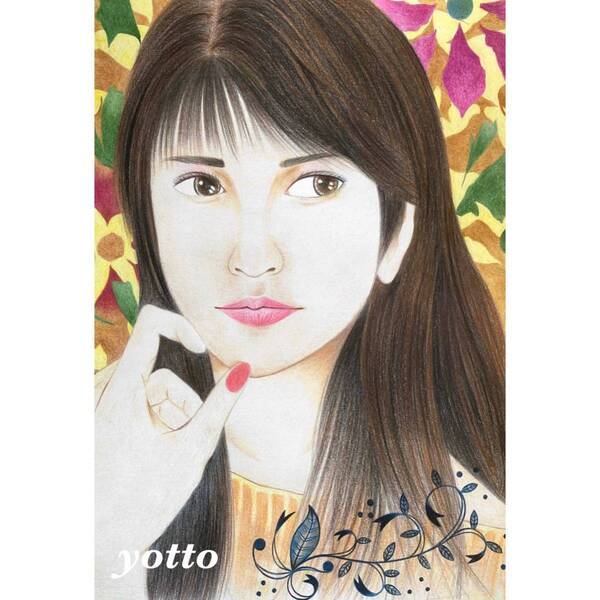 色鉛筆画「 calm〜 穏やか 〜 」A4・額付き◇◆手描き◇原画◆yotto◇