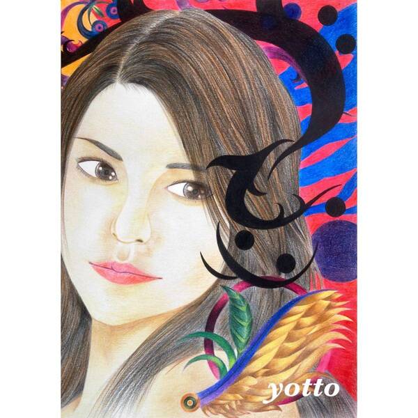 色鉛筆画「 逸話 」A4・額付き◇◆手描き◇原画◆yotto◇