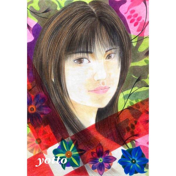 色鉛筆画「 crossroads 」A4・額付き◇◆手描き◇原画◆yotto◇