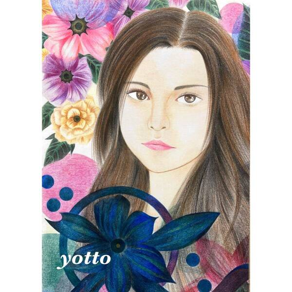 色鉛筆画「 凛華 」A4・額付き◇◆手描き◇原画◆yotto◇