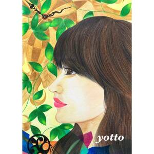 Art hand Auction 彩色铅笔画Kira A4带框◇◆手绘◇原图◆Yotto◇, 艺术品, 绘画, 铅笔画, 炭笔画