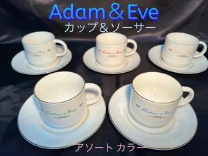 【Adam＆Eve】アダムアンドイヴ カップ＆ソーサー アソート カラー セット ５客 ５色 TACHIKICHI