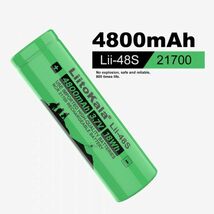 LiitoKala 大容量リチウムイオンバッテリー Lii-48S 21700 3.7V 4800mAh 9.6A フラットトップ リチウムイオン電池 充電池 電子タバコ E292_画像2