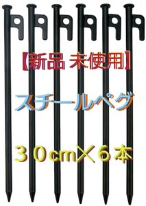 スチールペグ 30cm 6本セット 安全キャップ付(新品)