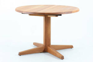 希少　デンマーク製　円形　エクステンションダイニングテーブル　直径104cm　オーク無垢材　北欧家具ビンテージ