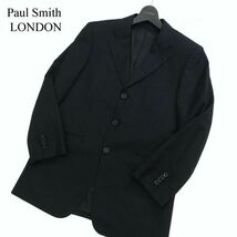 Paul Smith LONDON ポールスミス ロンドン 通年★ ストライプ ウール テーラード ジャケット Sz.M　メンズ 黒 日本製　C2T02577_3#O_画像1