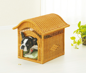 ペットハウス 籐 ラタン 犬小屋 小屋型 犬用 猫用 室内用 小型犬 ペット用ハウス 籐製ペットハウス バスケット おしゃれ 完成品