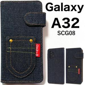 Galaxy A32 5G SCG08 (au) スマホケース デニムデザイン 手帳型ケース