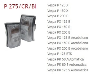 Flli BOSATA 社外 P275CR/BI ウインカー(アッセン) ベスパ P/PX 左右 前 メッキ/クリヤー (24647)