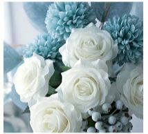 スノーフレーク・ホワイトローズの造花　ブルーの花瓶セット_画像7