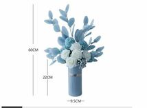 スノーフレーク・ホワイトローズの造花　ブルーの花瓶セット_画像6