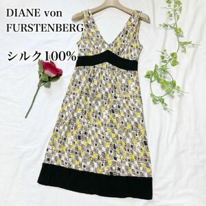 シルク100%DVF ダイアンフォンファステバーグ ワンピース ノースリーブ DIANE von FURSTENBERG 2サイズ