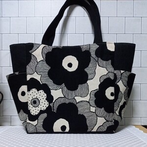 サイドポケット付きトートバッグ ハンドメイド