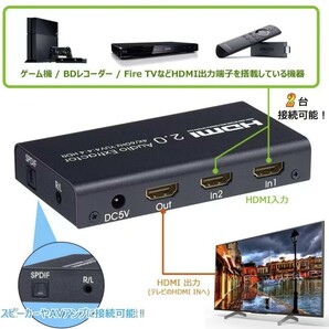 HDMI 切替器 音声分離器 4K/60Hz HDR対応 2入力1出力 HDMI HDMI切替器 出力