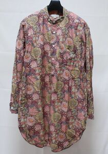 20SS Engineered Garments エンジニアードガーメンツ Banded Collar Long Shirt Floral Print Lawn バンドカラー ロング シャツ XS 総柄