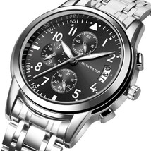 i51BK メンズ腕時計 ブラック クロノグラフ風 カレンダー付 アナログ クオーツ 新品 送料無料_画像1