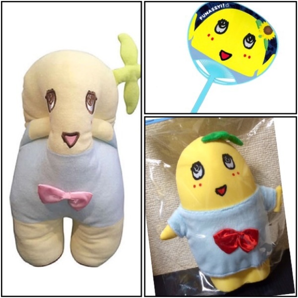 【ふなっしー】3点セット『抱き枕パステルVer&シリコン製ケース (ポーチ)&うちわ』全て新品タグ付