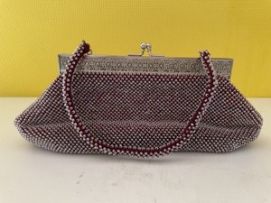  beads bag bordeaux Showa Retro antique 