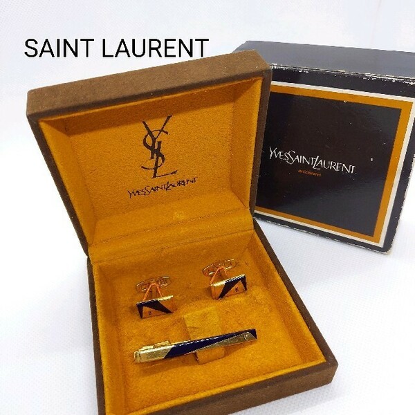 ケース付き　サンローラン　SAINT LAURENT　高級ネクタイピン　カフス　YSL