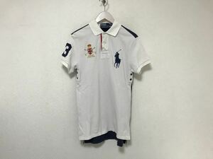 本物ポロラルフローレンPOLO RALPH LAURENコットンビッグポニーワッペンナンバリング半袖ポロシャツビジネススーツアメカジサーフメンズS白