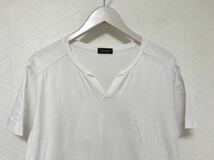 本物ジョセフオムJOSEPHHOMMEジョゼフコットンストレッチキーネック無地インナー半袖Tシャツビジネススーツアメカジメンズ日本製48L白_画像2