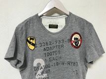 本物リプレイREPLAYコットンワッペン刺繍プリント半袖TシャツビジネススーツアメカジサーフデニムメンズグレーS_画像2