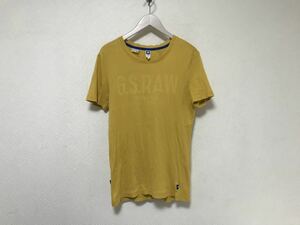 本物ジースターロウGSTARRAWコットンプリント半袖TシャツビジネススーツアメカジサーフデニムメンズイエローL