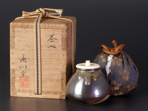 【古美味】廣州窯 茶入 茶道具 保証品 4OEb
