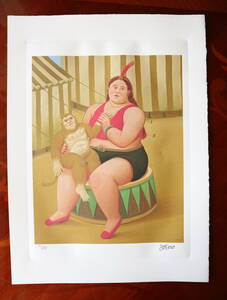 送料無料★フェルナンド・ボテロ Fernando Botero (Seated Woman with Monkey)★販売証明書付属★リトグラフ 51/250★エスタンプ★超特価 