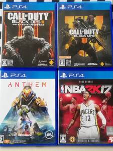 【即決&送料無料】 4本セット コール オブ デューティ ブラックオプス3 & ブラックオプス4 & ANTHEM & NBA 2K17 / PS4ソフト 69
