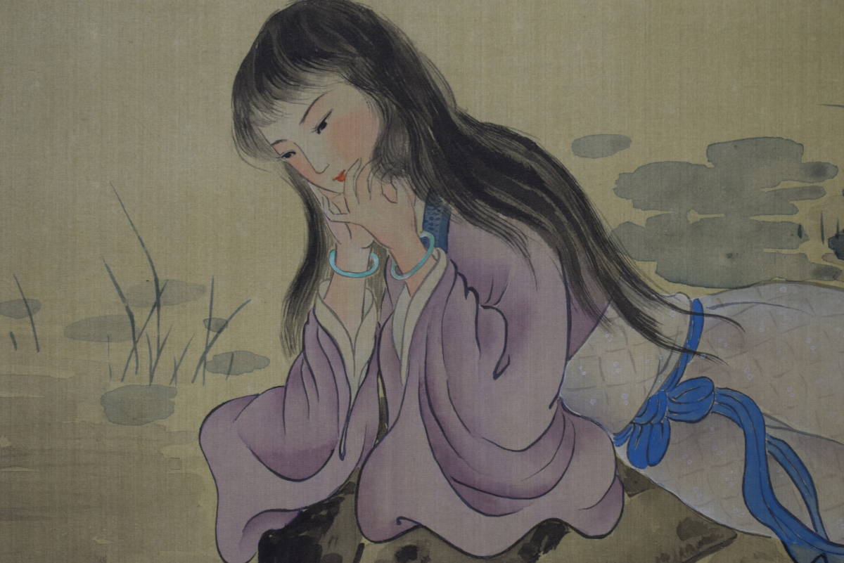 [Desconocido] // Autor desconocido / Belleza en un loto / China / Pergamino colgante Hotei HJ-188, Cuadro, pintura japonesa, persona, Bodhisattva