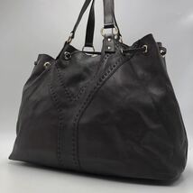 1円【極美品】 Yves Saint Laurent ネオダブル トートバッグ ステッチ トートバッグ 大容量 巾着 イヴサンローラン イージー 黒 レザー_画像2