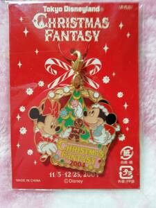 即決◆ミッキーマウス　ミニーマウス　ペンダントトップ　2004 クリスマス　東京ディズニーランド　CHRISMAS FANTAGY　ノベルティ　非売品